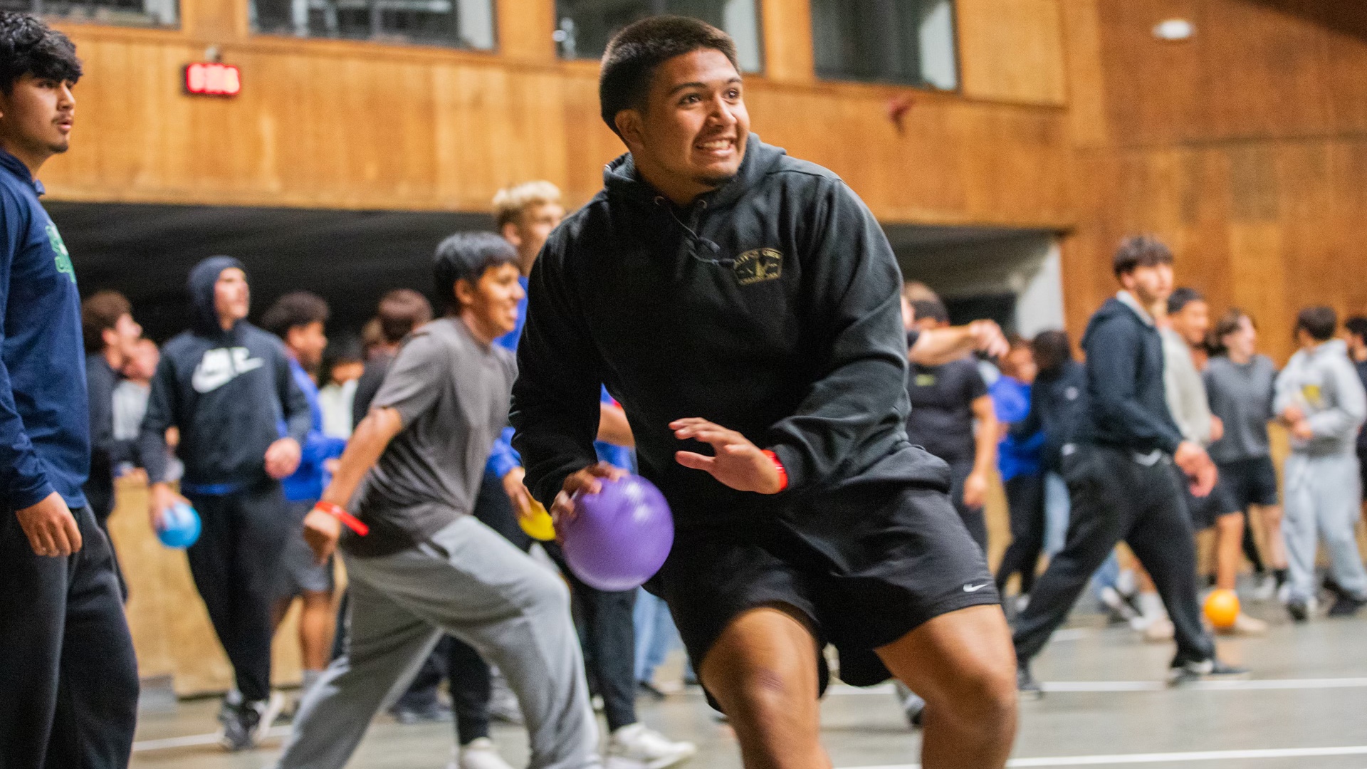 Football campers trade the gridiron for the Ark in one of Hume’s famously epic dodgeball battles.

