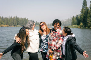 Women by the lake