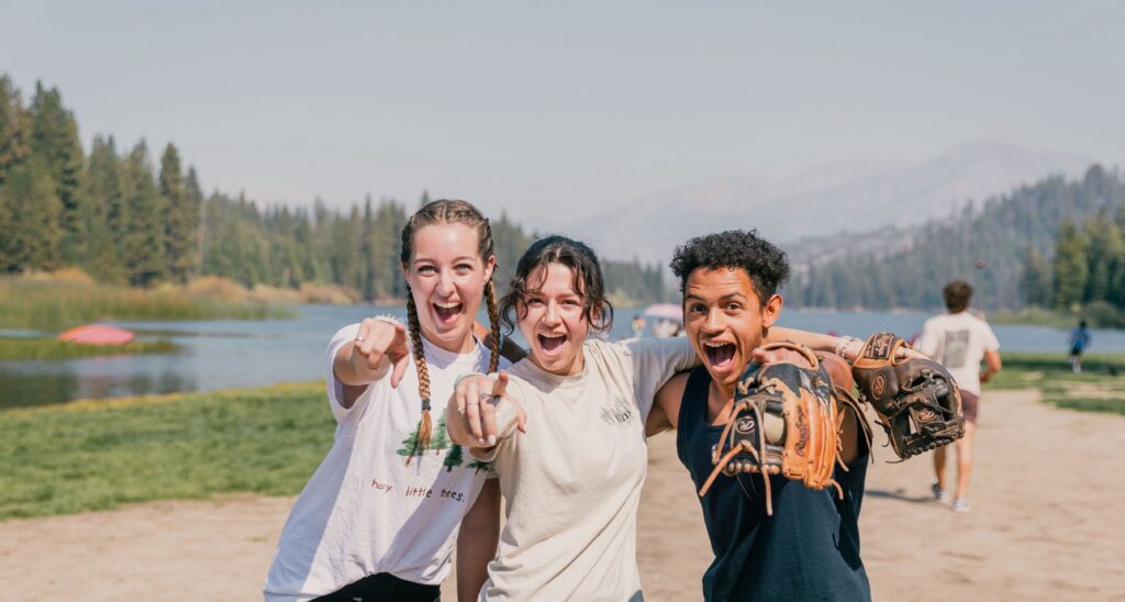 Young Adults playing softball